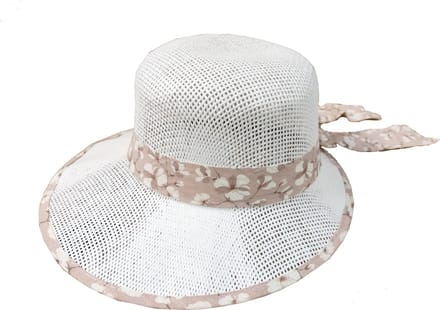Dames Zomerhoed Audrey - Wit met Oudroze lint - Maat 56 - Vakantiehoed