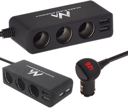 Maclean - Autolader Triple Car Socket 2x USB - Auto oplader USB - Sigarettenaansteker