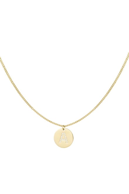 90 NOTES - Initial Strass Ketting - Letter A - goudkleurig