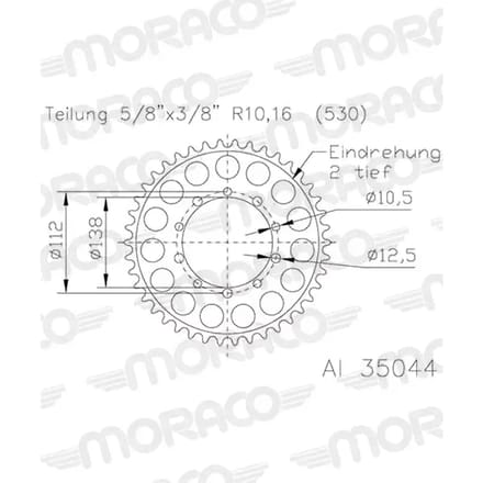 Motorfiets kroon Supersprox 51-35044-38