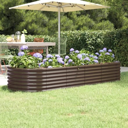 vidaXL - Plantenbak - 224x80x36 - cm - gegalvaniseerd - staal - bruin