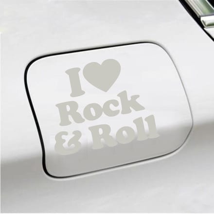 Bumpersticker - I Love Rock & Roll - 10,3 X 12,6 - Zilver