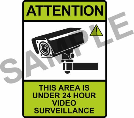 5 stuks Sticker - Let op - Camerabewaking Groen - Engelstalig - 7x5cm