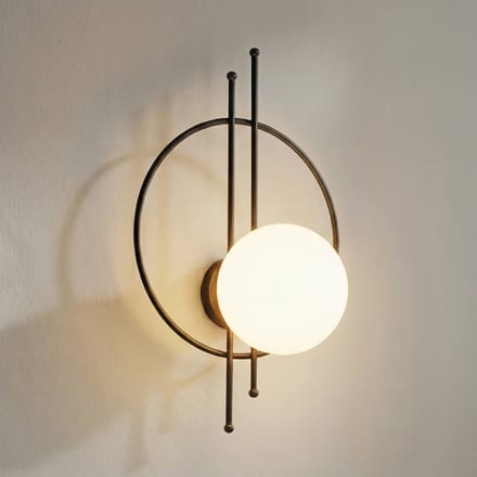 ROYALTECH Wandlamp Vintoise, zwart, glas/metaal, hoogte 55 cm
