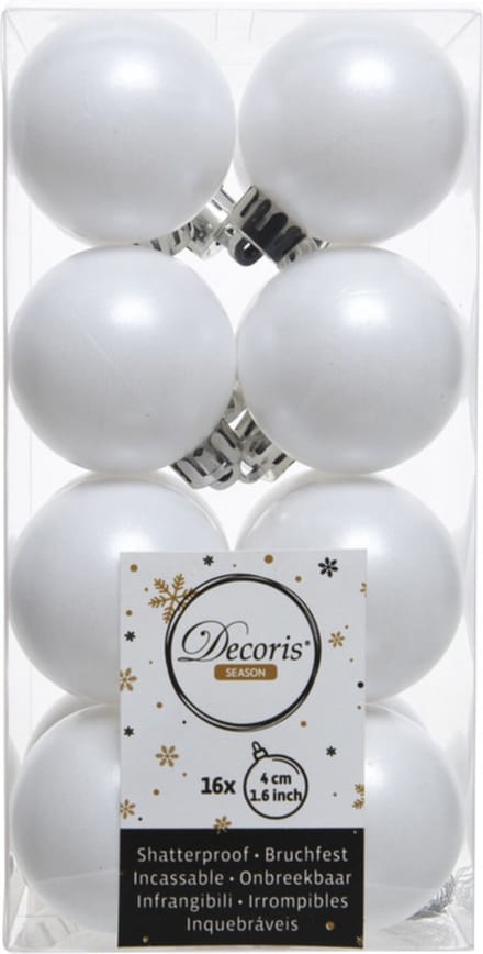 Decoris kerstballen - 16 stuks - 4cm - kunststof