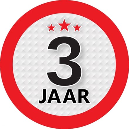 3 jaar leeftijd sticker - rond - Dia 9 cm - 3 jaar verjaardag - jubileum - leeftijd versiering