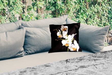 Tuinkussen - Orchidee - Bloemen - Planten - Botanisch - 40x40 cm - Weerbestendig