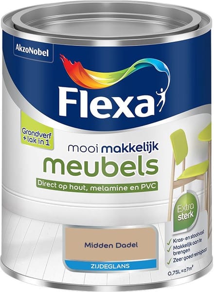 Flexa - Mooi Makkelijk Meubels Zijdeglans - Midden Dadel - Mengverf - 750 Ml
