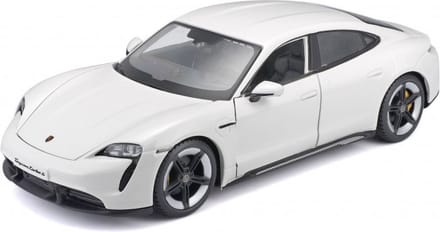 Bburago Modelauto Porsche Taycan - wit - 20 cm - schaal 1:24 - speelgoedauto