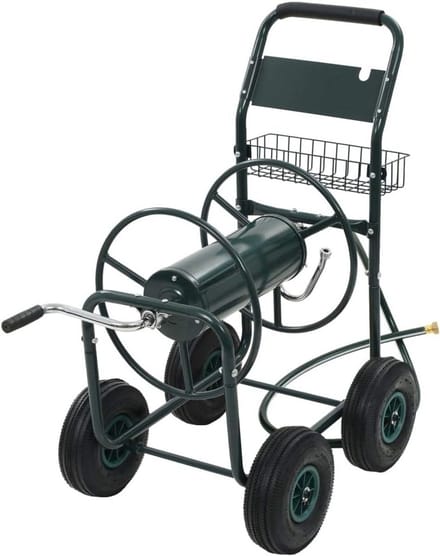 Tuinslanghaspel met slang 1/2 inch - Stalen haspel met opbergmand