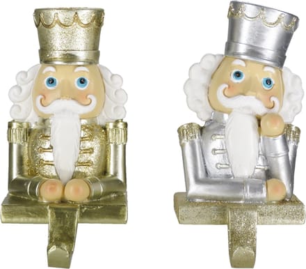 Clayre & Eef Haak Kerstsok Set van 2 Notenkraker 12 cm Goudkleurig Kunststof