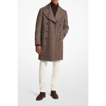 Michael Kors Double Breasted Peacoat Coat In  Chocolate Maat: L | Double-Breasted Mantels Outlet | Heren | Bruin