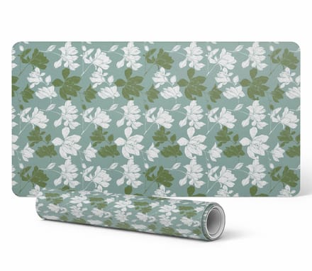 Decoratieve bureauonderlegger met grafisch bloemen- en bladpatroon 120x60 cm