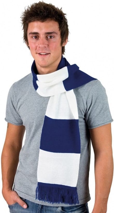 Gestreepte sjaal kobalt blauw met wit