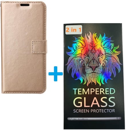 Portemonnee Book Case Hoesje + 2x Screenprotector Glas Geschikt voor: Samsung Galaxy A36 - Goud