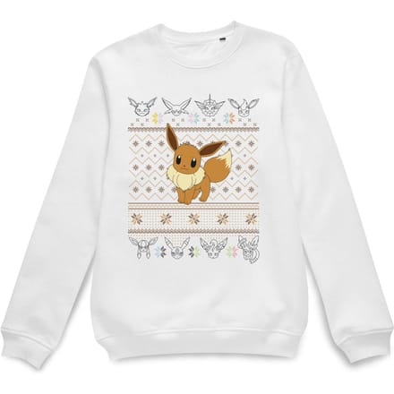 Pokemon Eevee Christmas Jumper - White - XL