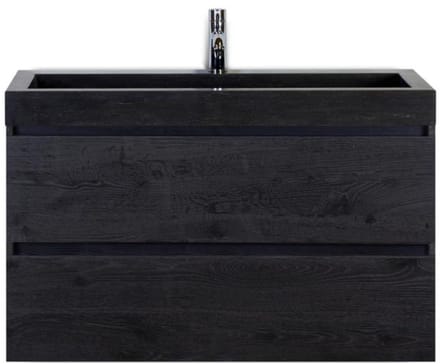 Maxx XL Badmeubelset 100 cm - Black Oak - Wastafel Lucca 1 Kraangat