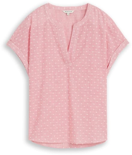 Tom Tailor - Losvallende blouse met borduursel - Maat 36 - red dobby stripe