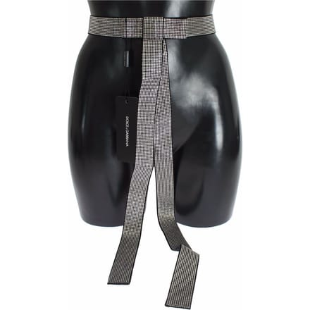 Dolce & Gabbana Zwarte Zijde Kristallen Strik Tailleband Mannen Elegantie