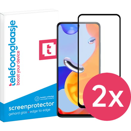 DuoPack: Xiaomi Redmi Note 11 Pro screenprotector gehard glas Edge to Edge