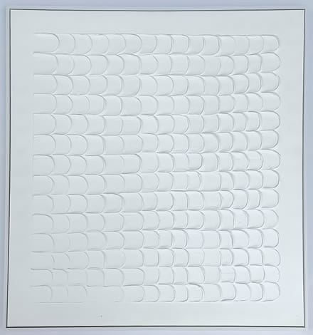 Ter Halle - Schilderij - 3D Wanddecoraties - Witte Abstracte Olieverf Vegen - 83x83cm