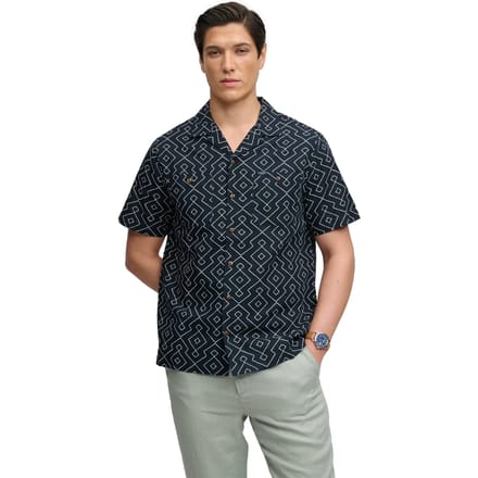 Superdry Premium Printed Beach Overhemd Met Korte Mouwen Blauw,Zwart M Man