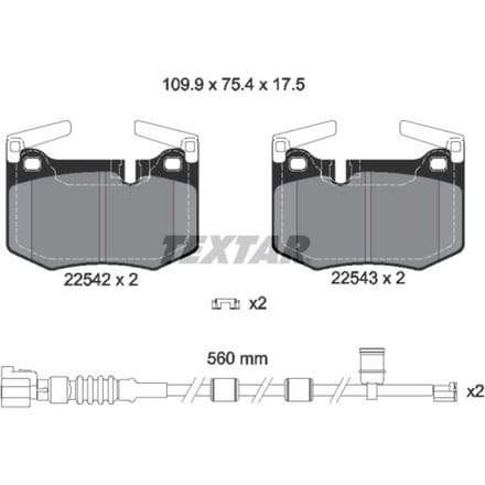 Remblokset TEXTAR 2254201, achter