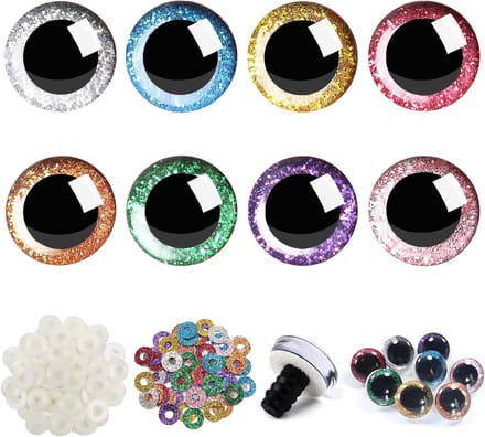 Veiligheid Ogen - Plastic Dieren Ogen - Poppen Maken - Glitter Afwerking - 20mm - 8 Kleuren