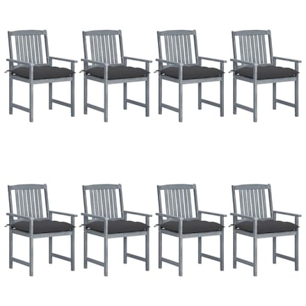 vidaXL - Tuinstoelen - 8 - st - met - kussens - massief - acaciahout - grijs
