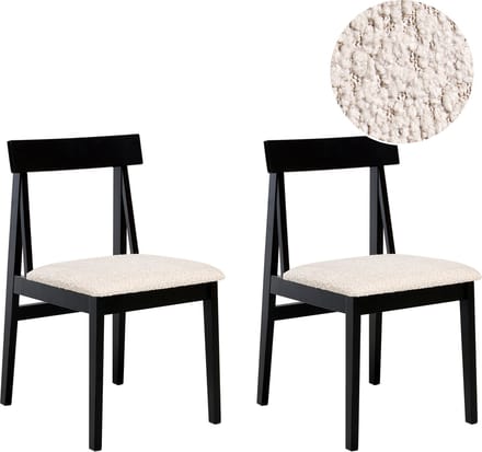 ISLE - Eetkamerstoel set van 2 - Zwart/Beige - Rubberhout