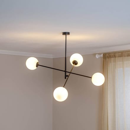EMIBIG LIGHTING Plafondlamp Linear, zwart/opaal, 4-lamps