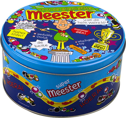 Snoeptrommel | Thema: Meester | Kleur: Blauw | Diameter: 14cm