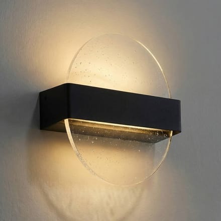 Lucande LED wandlamp Narkelo, zwart/transparant, CCT, IP44