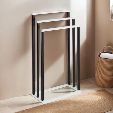 Handdoekhouder KUNO met 3 stangen, zwart/wit