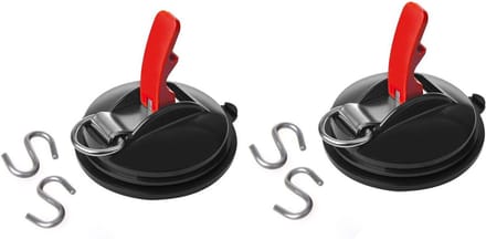 Set van 2x stuks proplus zuignapbevestiging - met ring - 2 s-haken - 11 cm - tot 10 kg