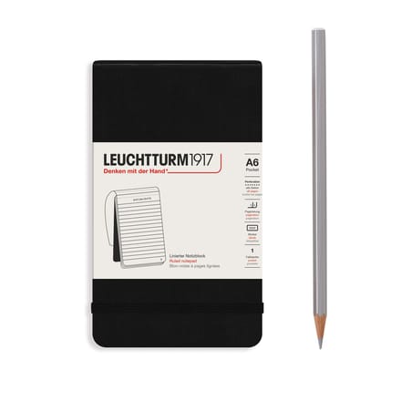 Leuchtturm1917 reporter notepad pocket a6 gelinieerd zwart