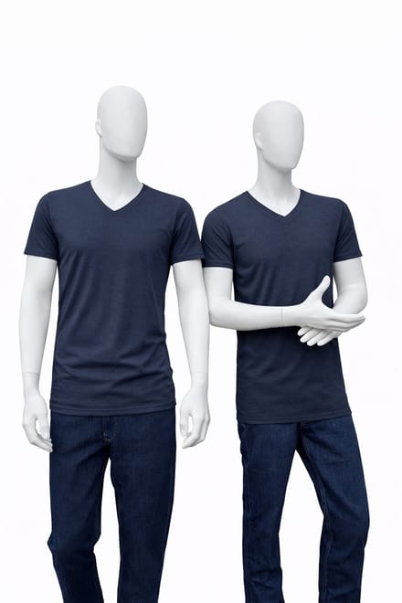 RELAKZ Lenzing Modal T-shirt Deep V-hals Extra Lang Ink Blue M - 2-pack