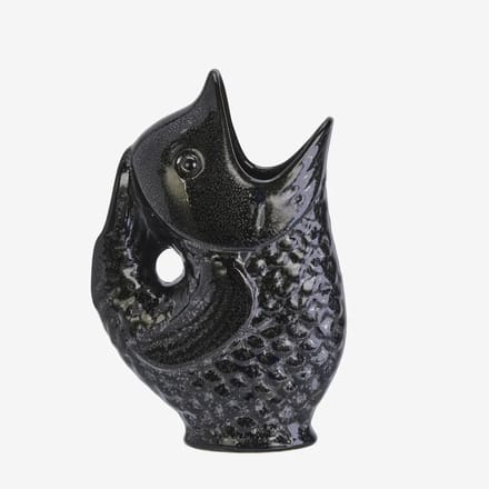 Madam Stoltz - Stoneware Vis Vaas / Karaf - Zwart