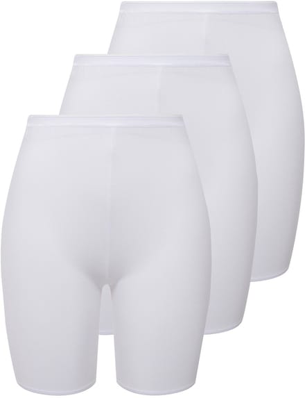 Ulla Popken - Dames - Pantybroekje set van 3 bovenbeenbescherming - Wit - Maat 46+