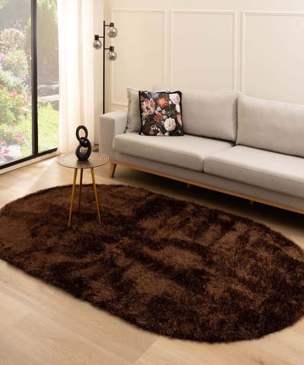 Velvet vloerkleed ovaal - Posh donkerbruin 150x240
