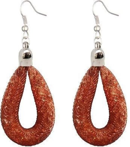 Fako Bijoux® - Oorbellen - Sterrenstof Druppel Mini - Roodbruin