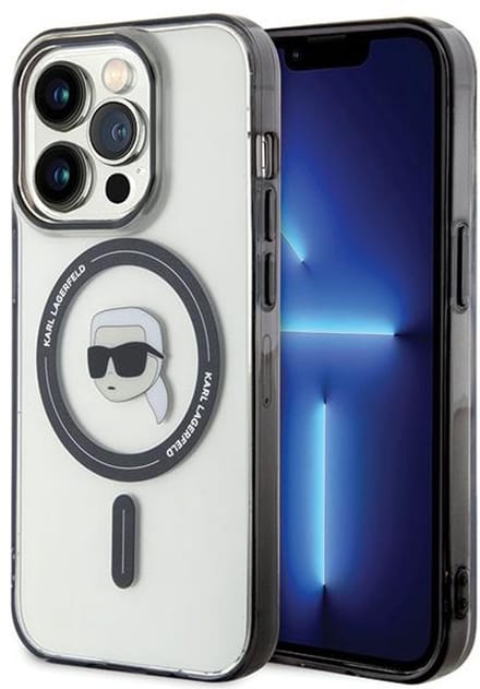 Karl Lagerfeld iPhone 15 Pro Hardcase hoesje – Magsafe Compatible – Karl’s Head – Transparant