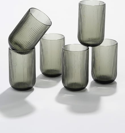 Mica Decorations Merlot Drinkglas - Set van 6 - 400 ml - Grijs