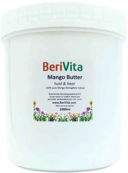 Mango Butter Puur 1 Liter Pot - Onbewerkte Mangobutter voor Huid en Haar