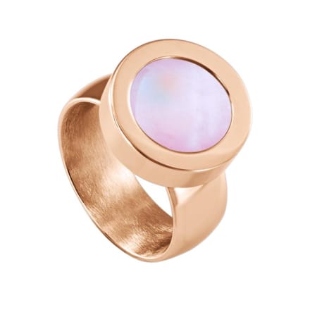 Quiges RVS Schroefsysteem Ring Rosékleurig Glans 20mm met Verwisselbare Roze Schelp 12mm Mini Munt