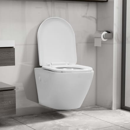 vidaXL - Hangend - toilet - randloos - keramiek - wit