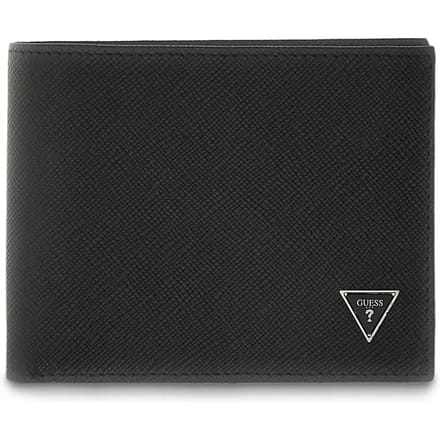 GUESS Leren portemonnee Milano Bifold Wallet Black donkergrijs