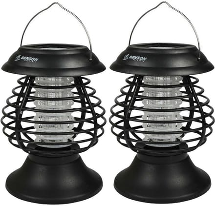 Benson Muggenlamp solar - 2x - UV-LED - 14 x 19,5 cm - insectenvanger - IP44