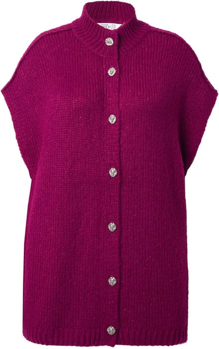 Studio Untold - Dames - Gebreid vest oversized extra zacht - Braambes - Maat 42+