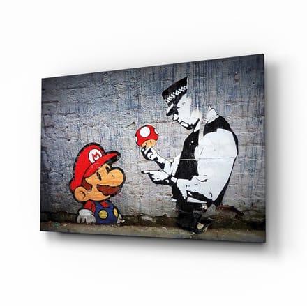 Glasschilderij - Super Mario - Graffiti - Street Art